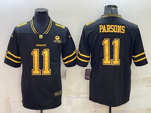 Men's Dallas Cowboys #11 Micah Parsons Black Gold Edition With 1960 Patch Limited Stitched Football Jersey